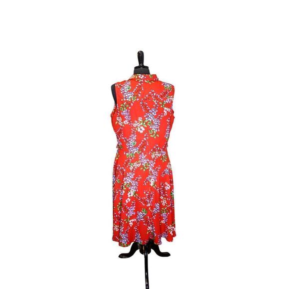 Nanette Lepore Shirt Dress Sleeveless Collared Floral Midi Swing Size 14 - Picture 3 of 5